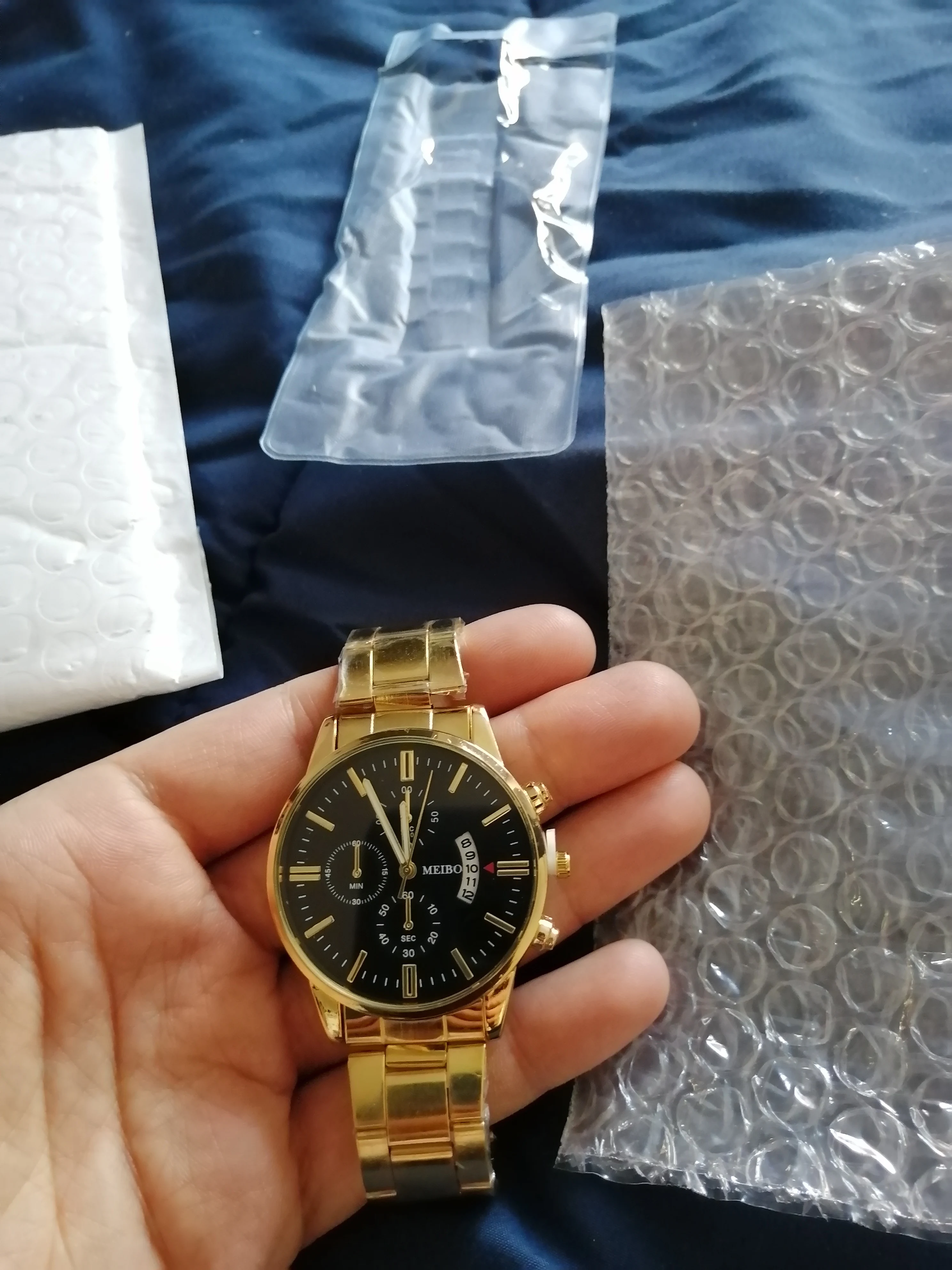 Luxury Men Quartz Watch Men Stainless Steel Gold Calendar Date Wristwatch Male Clock Relogio Direct photo review
