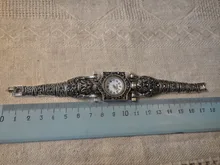 De la mujer pulsera de plata antigua pulsera reloj gris Diamante de imitación acero reloj con correa para mujer esfera redonda mujer reloj de cuarzo mujer reloj regalo