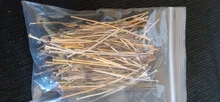 100-200 unids/bolsa 20 25 30 40 50 60 70 mm alfileres de cabeza de oro de cobre/rodio Headpins para resultados de la joyería de DIY suministros