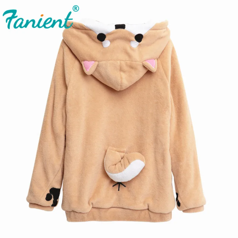 Totoro Shiba Inu Doge милое бархатное плюшевое пальто с капюшоном и длинными рукавами