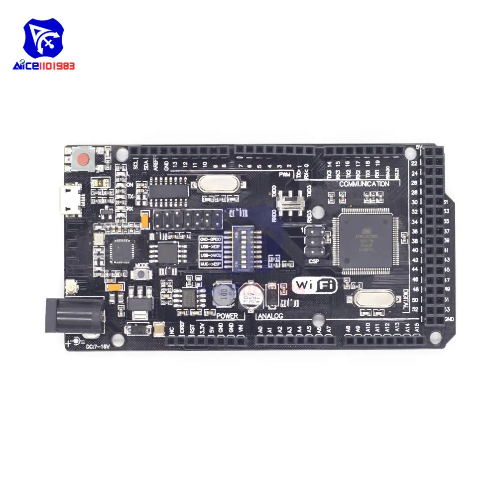 Diymore Mega2560 WiFi R3 ATmega2560 ESP8266 32 Мб памяти Micro USB в TTL последовательный CH340G для Arduino Mega NodeMCU