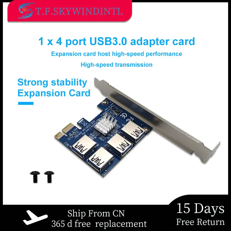 PCI-E to Adapter 1 4 PCI-Express Slot 1x 16x USB 3.0 Mining Special Riser Card PCIe Converter for BTC Miner |