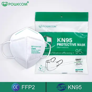 

POWECOM 10PCS FFP2 KN95 Mask Respirator 95% Filtration Protective 5 Layer filter Face Mouth Masks Dustproof Mouth Muffle Cover