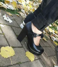 Zapatos de tacón alto cuadrados para mujer, plataforma con hebilla en la boca, zapatos de punta redonda, para primavera y verano