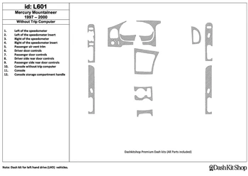 

Interior lining for Mercury Mountaineer 1997-2001. Set L601.