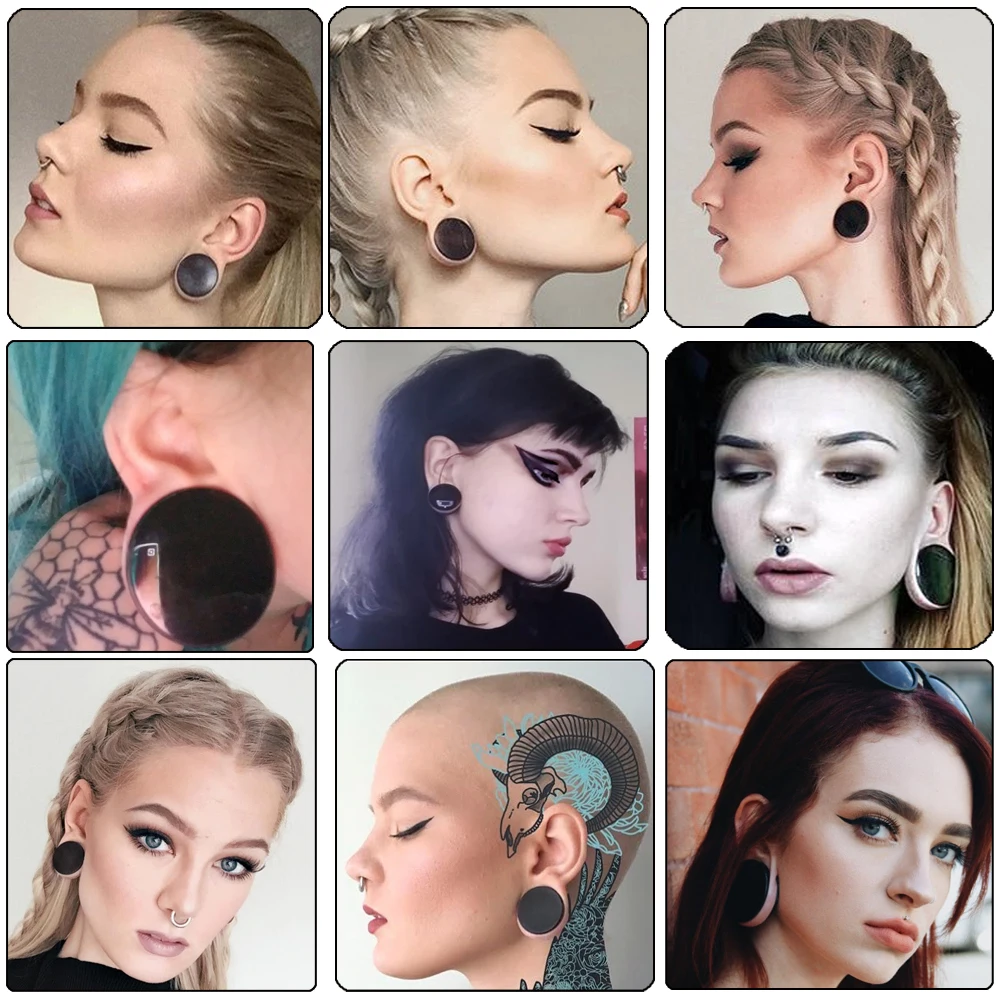 Body Jewelry Pair 3-50mm Acrylic Solid Ear plug White&Black Earing Large Big Tunnel Size Stretcher Saddle Flesh Tunnel Expander
