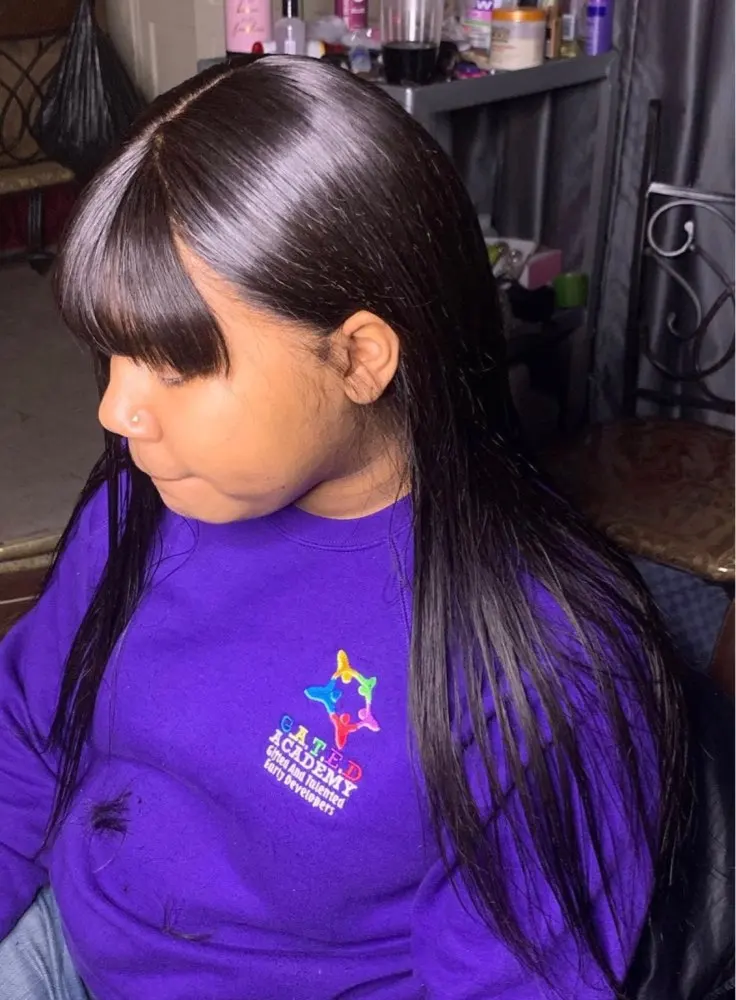 Lace Frontal Brazilian Human Hair Wig With Bangs photo review