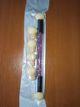 1 pincel de decoración de uñas con degradado, bolígrafo de dibujo de pintura con 4 cabezales de esponja de repuesto, herramienta de manicura con mango de diamante de imitación de doble extremo NB14 #