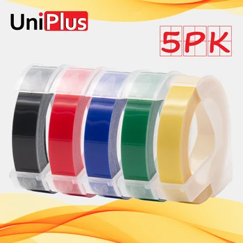 

UniPlus 5PK 3D Plastic Embossing Labels Compatible Dymo Manual Labeller Typewriter 9mm PVC Printer Ribbon for dymo 15447 18577