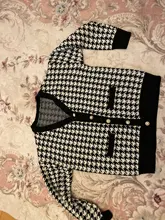 FSDA-suéter de manga larga con cuello de pico para mujer, cárdigan negro con botones y pata de gallo, de punto, holgado, de gran tamaño, informal, otoño e invierno, 2020