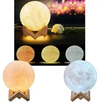 

Lamp 3D Moon Moonlight various colors touch lighting USB cable