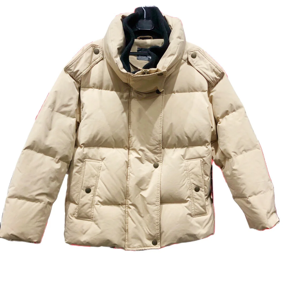 Women's down jacket Burberry short jacket beige black with a