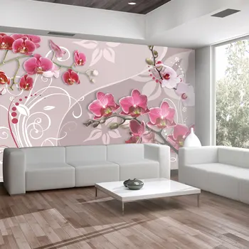 

Wall mural-flying pink orchids-200x140 cm