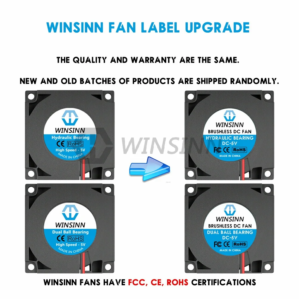 WINSINN-4010 ventilador ventilador, 40mm, DC 5V, 12V, 24V, hidráulico, rolamento de esferas duplo, sem escova, turbina de refrigeração, Turbo, 40mm x 10mm, 2PIN