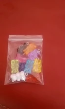 Mini abalorios de oso de goma de 22x11mm, 10 Uds., Color caramelo, para hacer aretes, colgantes, collares, joyería creativa DIY