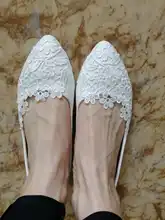 Reina de cristal de Ballet pisos de encaje blanco, zapatos de boda, zapatos casuales de tacón plano zapatos de mujer de punta la boda princesa zapatos de talla grande 43