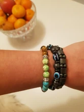 Pulsera de piedra Natural de 7 Chakras, Cristal púrpura, piedra de Ojos de Tigre, pulsera de cuentas de piedra redonda de siete pulsos para Yoga