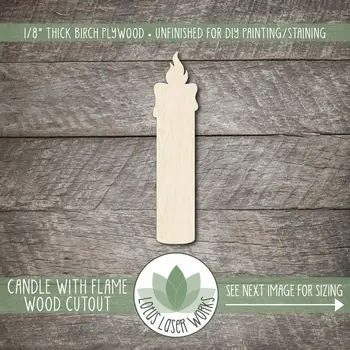 

Candle With Flame Wood Shape, Blank Wooden Craft Cutouts, Wooden Candle Cutout