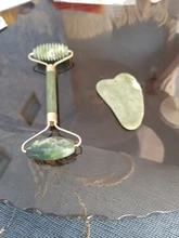 Gua Sha-Rodillo de Jade masajeador Facial 100% verdadera piedra Natural, rascador Gouache, herramientas de masaje para el cuidado de la piel