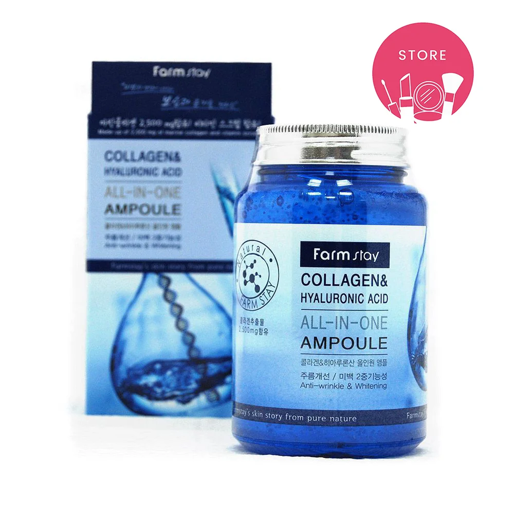 Сыворотка с коллагеном для лица Farm Stay Collagen &amp Hyaluronic Acid All-in-One Ampoule Корейская
