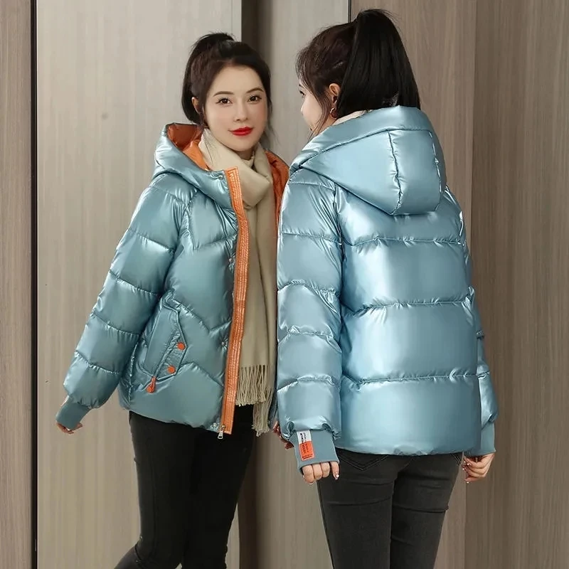 Winter Jacket Women 2021 New Glossy Down Cotton Coat Winter Warm Down Jacket Parkas Thick Warm Cotton-Padded Coat Outwear Female