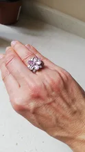 Anillo de compromiso de circón con forma de flor para mujer, sortija de boda rosa de Color plateado, regalo de joyas de fiesta