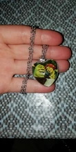 Nuevo Shrek corazón colgante collar de dibujos animados de vidrio foto de vidrio Cabochon de cristal collar de corazón joyería para hombres y mujeres