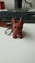 Moda Punk llavero de Bulldog Francés de cuero de la PU perro llaveros para las mujeres bolso colgante joyas baratija del coche de los hombres, anillo de clave de la cadena
