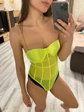 Bodi transparente de malla verde neón para mujer, petos sexys de rayas con espalda descubierta sin mangas, monos de tirantes finos para fiesta, novedad