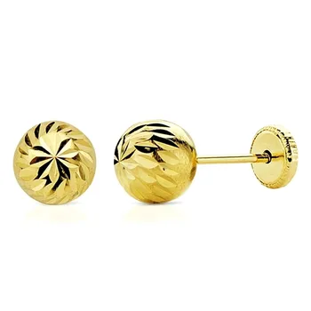 

Earrings 18k gold carved Ball 6mm. Screw clasp [AA2671]