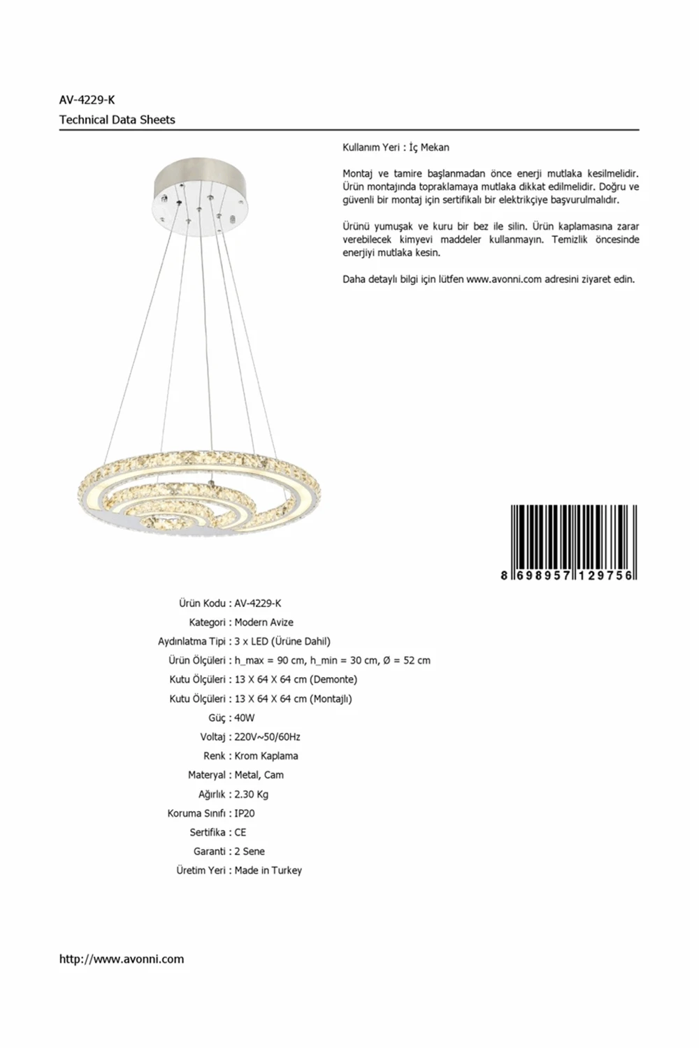 AVONNI AV 60024 K хромированная Современная Люстра светодиодный металлический G|Люстры|