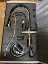 Quyanre-grúa filtrada para cocina, grifo con filtro de agua de rotación 360, mezclador de fregadero de tres vías, color negro mate