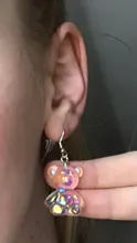 Pendientes de resina con forma de oso para mujer, joyería tridimensional, accesorio para la oreja