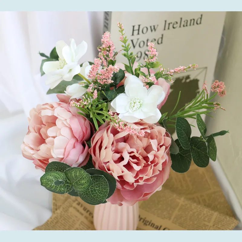 

Small Natural Bouquet Wedding Flowers Pink Peony Flowers deco Mariage Bridesmaid Bouquets Ivory Wedding Bouquet ramos de novia