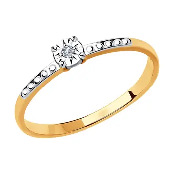 

Sokolov ring in combined gold with Diamond, fashion jewelry, 585, women's male