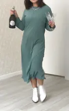 Satin Dress Mid-Long Femme Robe Long-Sleeve WOTWOY Elegant Women Vestidos Cotton Solid