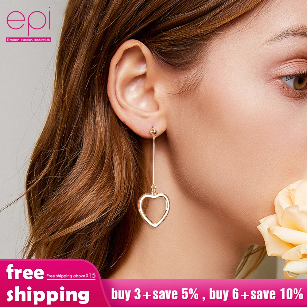 

EPI Fashion Simple Style Mini Hollow Heart Shaped Gold Color Dangle Earrings For Women Girls Ear Jewelry Birthday Gifts