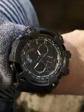 Reloj deportivo de doble horario para hombre, resistente al agua hasta 50m, relojes militares para hombre, 1802D, relojes para regalo