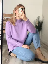 Sweater Pullovers Mock-Neck Beige Purple Winter Green 8-Colors High-Quality Women C-232