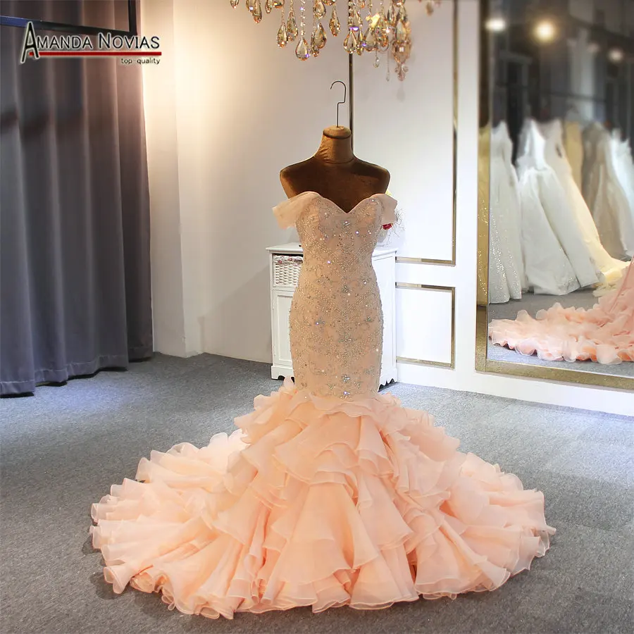 

Special organza ruffles pink wedding dress customer order other colors