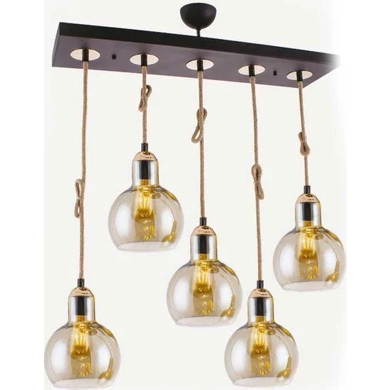

5 Piece Chandelier - Black-Gold