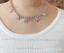 Colgante de Metal con forma de dinosaurio para mujer y niña, Gargantilla de Animal estilo Hip Hop, joyería