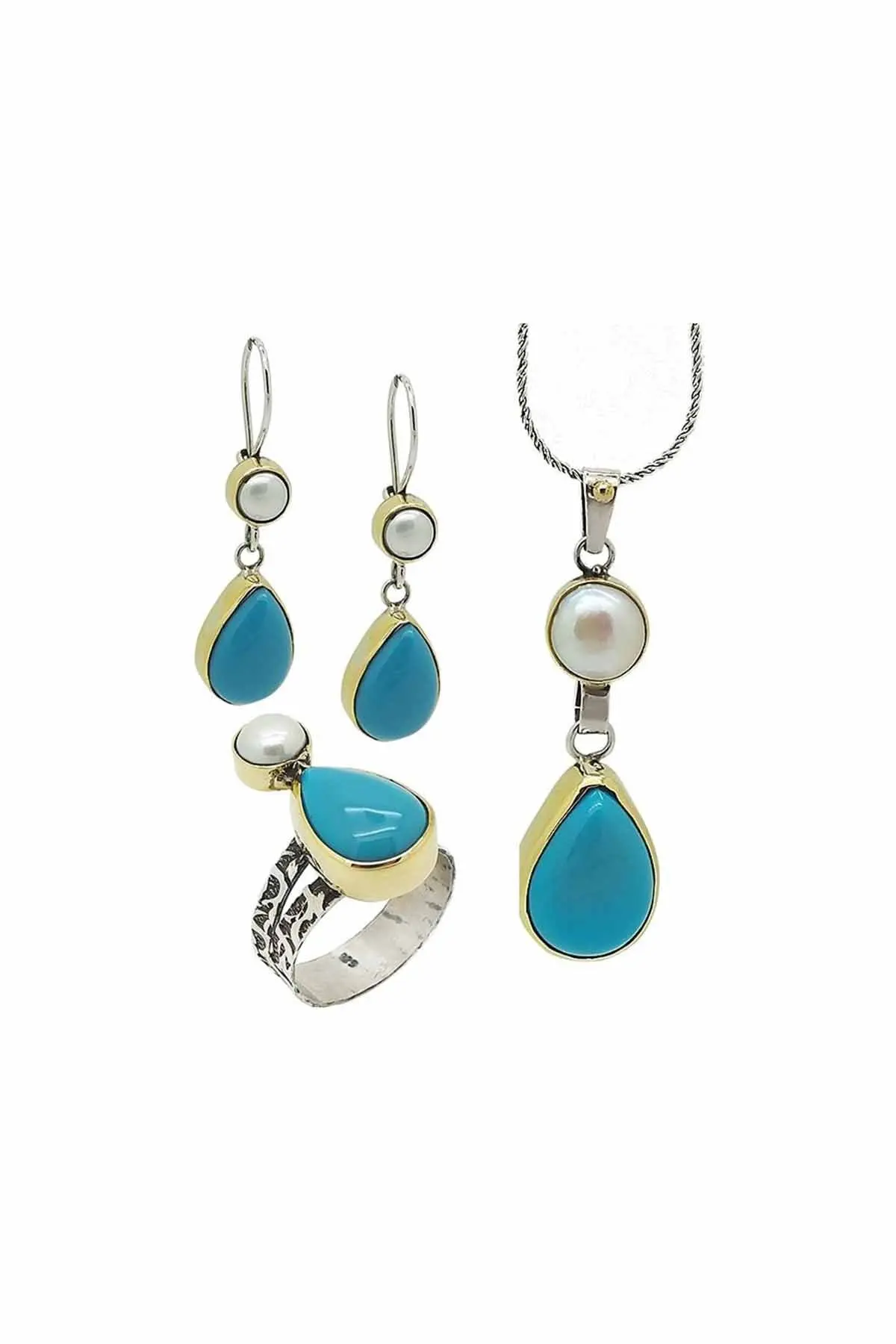 

Silver Pearl Cubic Zirconia Drop Triple Set