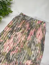 REALEFT-faldas largas plisadas con estampado Floral para mujer, faldas largas de tul, de cintura alta, sueltas, para primavera y verano, 2021