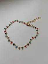 Tobillera con cuentas de cristal coloridas para mujer, pulsera tobillera Bohemia con cadena de Color dorado, pulsera para pierna, joyería para pies de playa