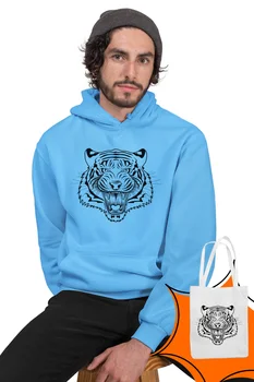 

Angemiel Wear Charcoal Tiger Blue Men 'S Hooded Sweatshirt Bags Kombin