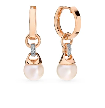 

Gold earrings with cubic zirconia and pearls sunlight sample 585 test