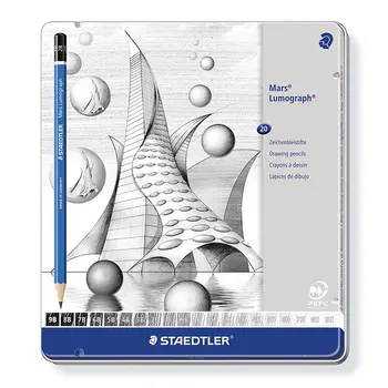 

Staedtler Mars Lumograph 100 black graphite pencil set, 20 pieces, metal pencil case 20 pieces