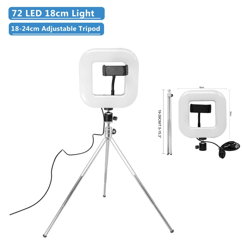 18cm Adjustable Фотостудия Square Ring Light 18/28 см с регулируемой яркостью, 72 Вт/168 шт. светодиодные лампы 3200-6000K фотостудия освещение лампы со штативом - Цвет: 18cm Adjustable