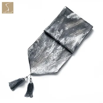 

Abstract Dark Design Pattern Jacquard Table Runner With Tassel, 82.7"x 12.6"